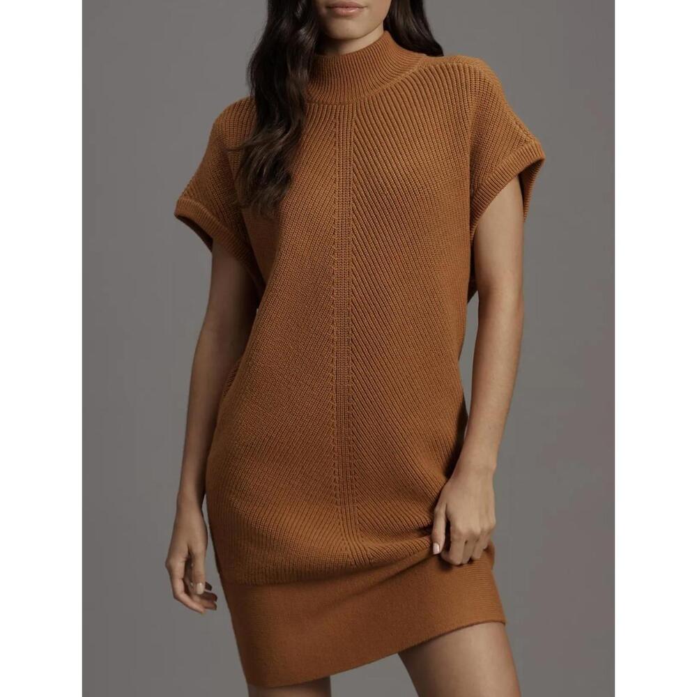 By Anthropologie slouchy high neck knit mini sweater dress